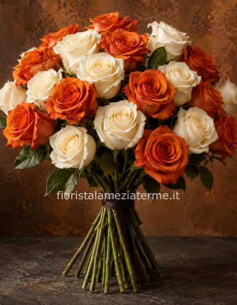 Bouquet di rose salmone e iperico