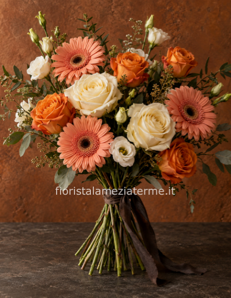 Bouquet di rose rosse e gerbere