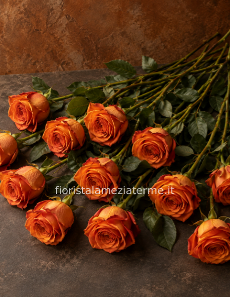 Rose colore arancio da comporre in mazzo per numero di steli.